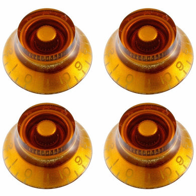 (4) Left-Handed Vintage Top Hat Bell Knobs fit Gibson® USA & CTS, AMBER