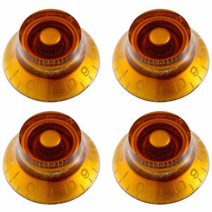 (4) EMBOSSED Left-Handed Vintage Top Hat Bell Knobs fit Gibson® USA & CTS, AMBER