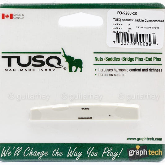 NEW Graph Tech PQ-9280-C0 TUSQ Acoustic Guitar Saddle Compensated 1/8"" Thick