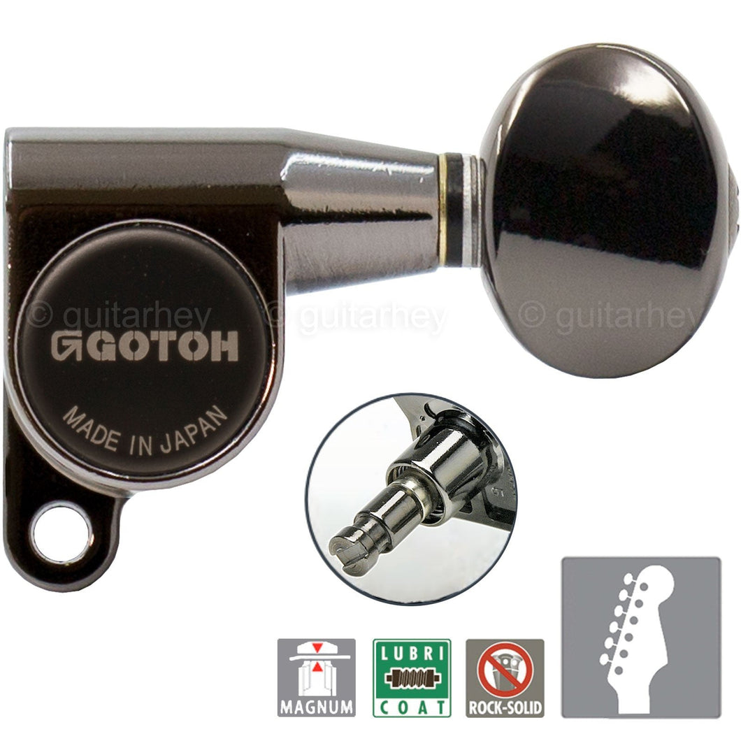 NEW Gotoh SG360-05 MG MAGNUM LOCKING Set 6 in line w/ OVAL Buttons - COSMO BLACK