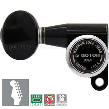 Load image into Gallery viewer, NEW Gotoh SG360-05 MGT 6 In-Line Locking Tuners OVAL Buttons LEFT-HANDED - BLACK