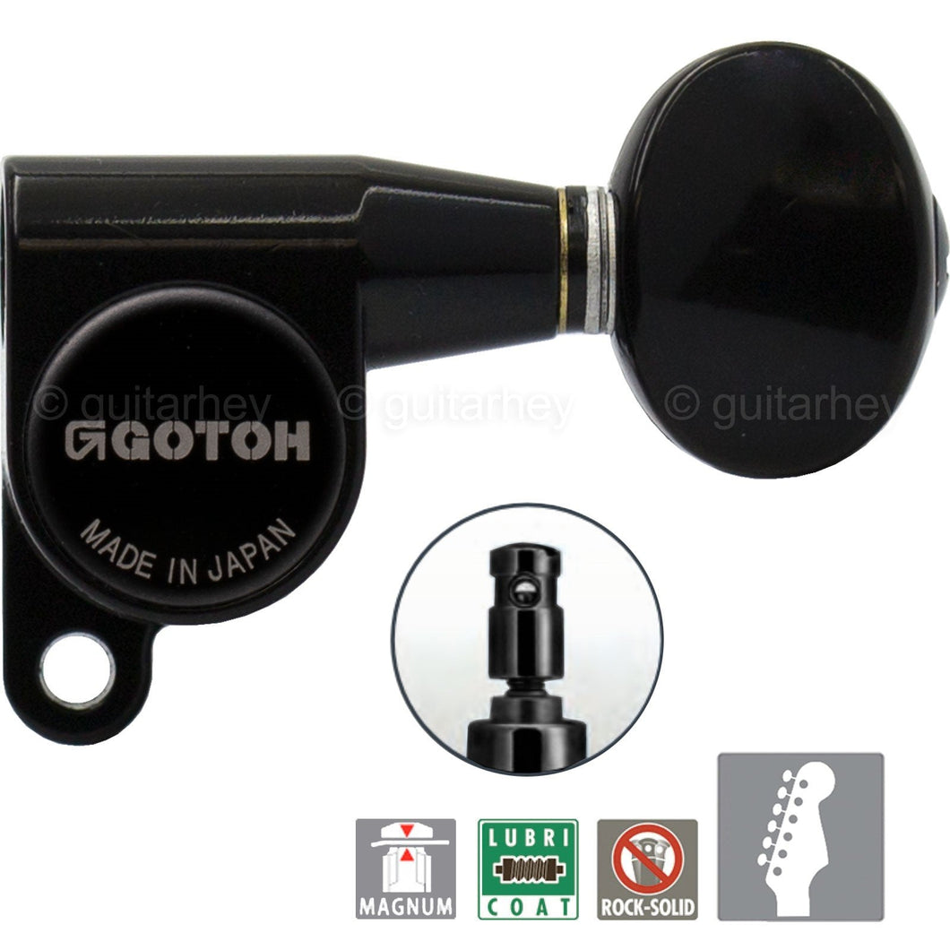 NEW Gotoh SG360-05 MG MAGNUM Locking Keys Set 6 in line Schaller Style - BLACK