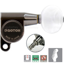 Load image into Gallery viewer, NEW Gotoh SG360-05P1 MG Locking Set 6 in line OVAL PEARLOID Buttons, COSMO BLACK