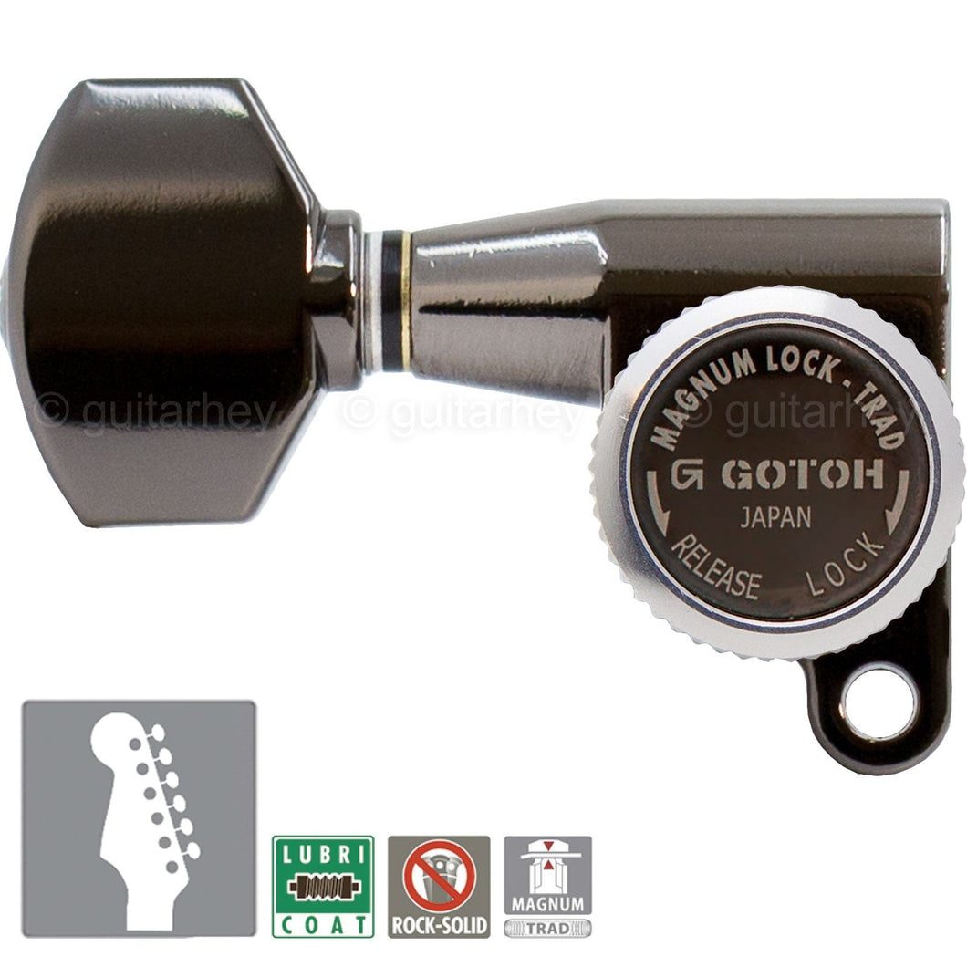 NEW Gotoh SG360-07 MGT 6 In-Line Locking Mini Tuners LEFT-HANDED - COSMO BLACK