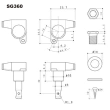 Carregar imagem no visualizador da galeria, NEW Gotoh SG360-P8 Mini 6 in line Tuning Keys MIN Tuners Schaller Style - GOLD