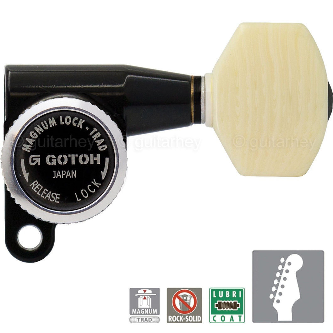 NEW Gotoh SG360-M07 MGT Magnum Locking MINI keys 6 In-Line Set w Screws - BLACK