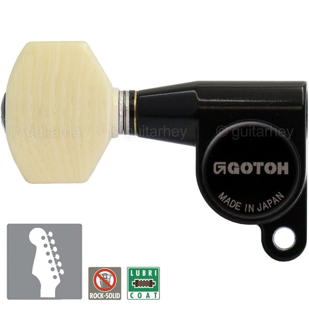 NEW Gotoh SG360-M07 LEFT HANDED 6 In-Line Mini Tuner Keys Tuning Set - BLACK