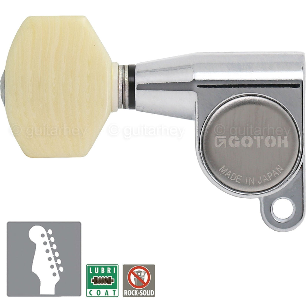 NEW Gotoh SG360-M07 MINI Tuning keys LEFT-HANDED 6-in-Line Set w Screws - CHROME