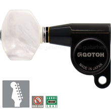 Load image into Gallery viewer, NEW Gotoh SG360-P7 LEFT HANDED 6 In-Line Mini Tuner Keys PEARLOID Buttons, BLACK