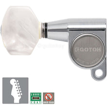 Load image into Gallery viewer, NEW Gotoh SG360-P7 LEFT HANDED 6 In-Line MINI Tuners w/ PEARLOID Buttons, CHROME