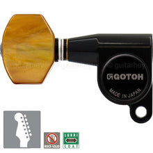 Load image into Gallery viewer, NEW Gotoh SG360-P8 LEFT HANDED 6 In-Line Mini Tuner Keys LEFTY, TREBLE - BLACK