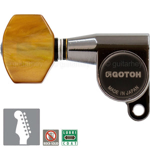 NEW Gotoh SG360-P8 LEFT HANDED 6 In-Line Schaller Style Mini Keys - COSMO BLACK