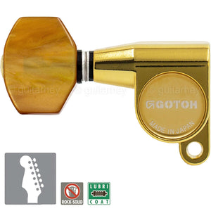 NEW Gotoh SG360-P8 LEFT-HANDED 6-In-Line Mini Tuning Keys LEFTY TREBLE SIDE GOLD