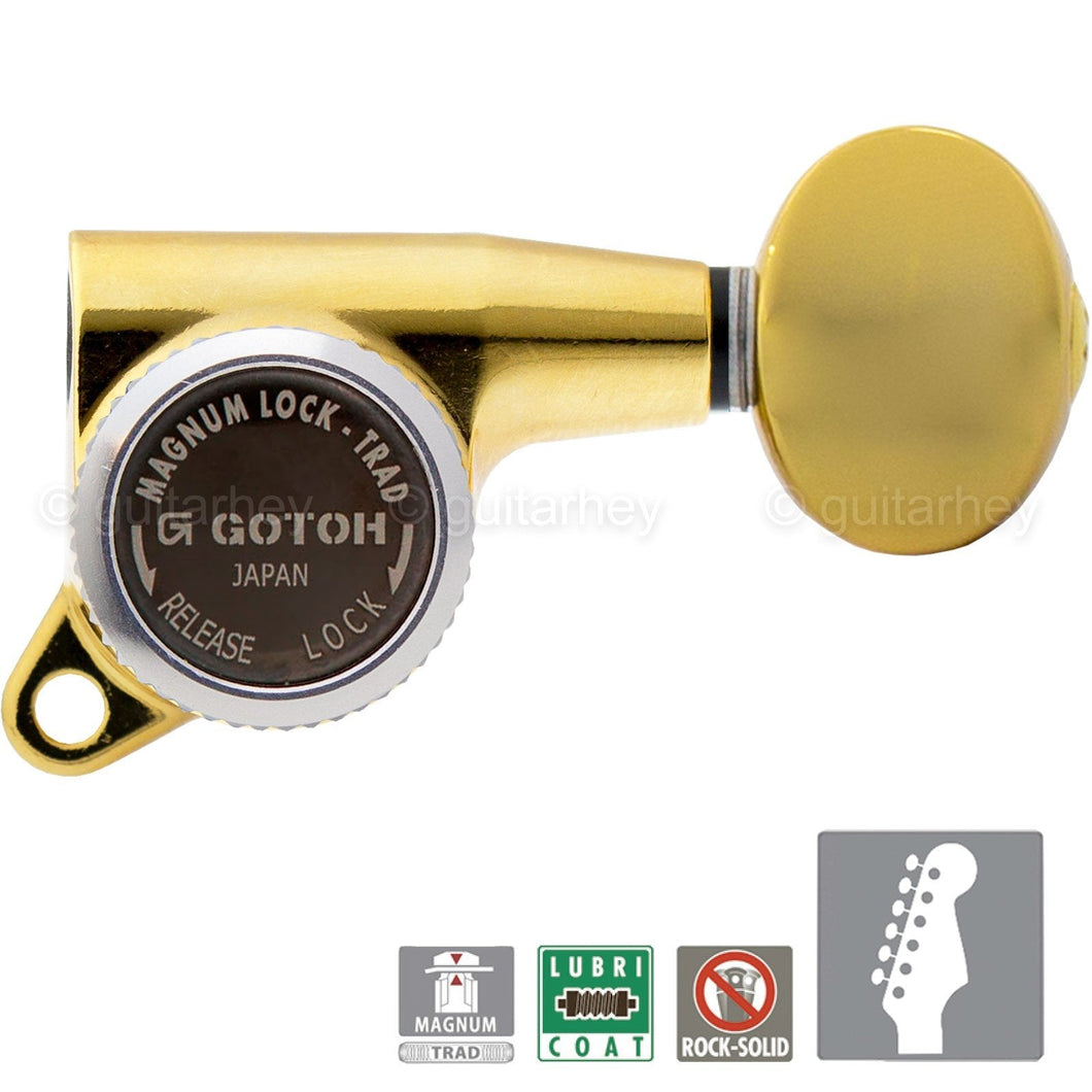 NEW Gotoh SG381-05 MGT Magnum Oval Buttons LOCKING TUNERS SET 6 in Line - GOLD