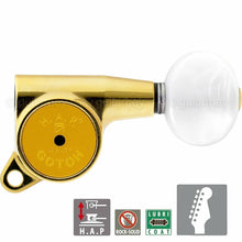 Load image into Gallery viewer, NEW Gotoh SG381-05P1 HAP 6 in line Adjustable Tuners Set w/ PEARL Buttons - GOLD