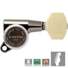 Load image into Gallery viewer, NEW Gotoh SG381-M07 MGT 6 in Line Set Locking Tuners IVORY Buttons - COSMO BLACK