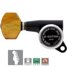 Load image into Gallery viewer, NEW Gotoh SG381-P8 MGT 6 in Line Set Locking AMBER Buttons LEFT-HANDED - BLACK