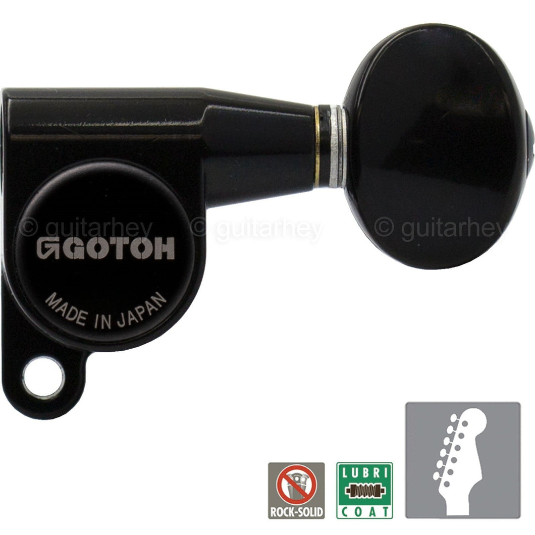 NEW Gotoh SG360-05 6 In-Line Schaller Style Mini Tuning Keys OVAL Buttons BLACK