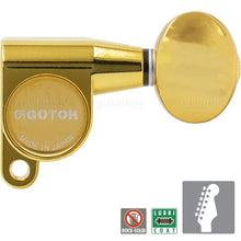 Load image into Gallery viewer, NEW Gotoh SG360-05 Set 6 In-Line Schaller Style Mini Tuners OVAL Buttons - GOLD